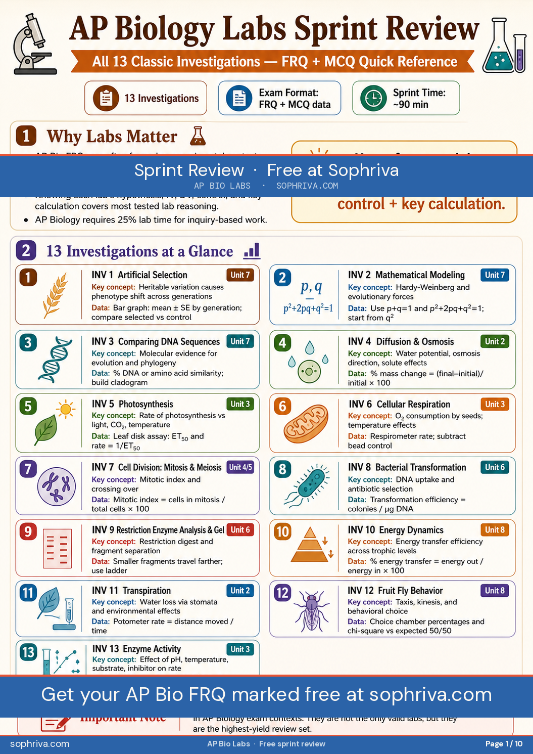 Cover: Lab pack overview — every required investigation at a glance with priority, format, and key concept.